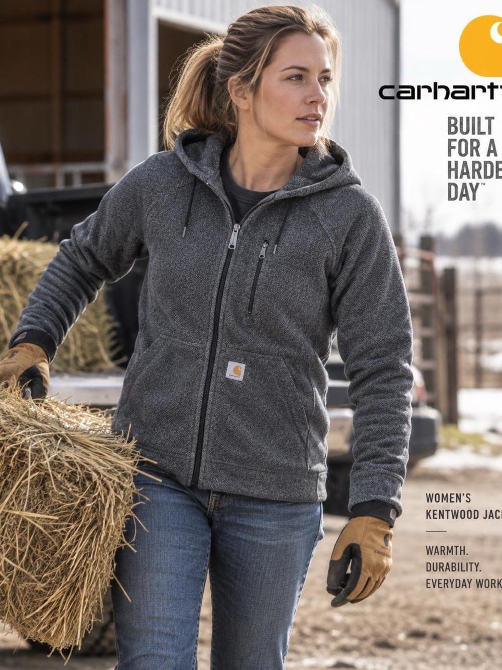 Carhartt Kentwood Fleece Hoodie Jacket Women’s M 8/10 Black Full Zip 101404